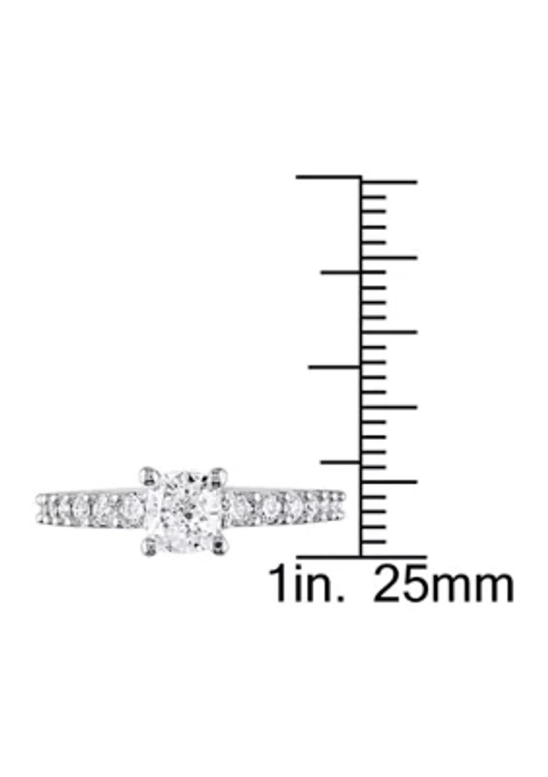 1 ct. t.w. Diamond Cushion cut Engagement Ring 14k White Gold