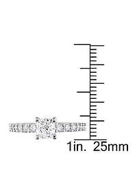 1 ct. t.w. Diamond Cushion cut Engagement Ring 14k White Gold