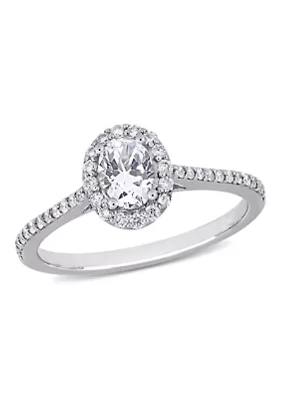 3/4 ct. t.w. Diamond Oval Halo Engagement Ring 14k White Gold