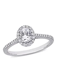 3/4 ct. t.w. Diamond Oval Halo Engagement Ring 14k White Gold