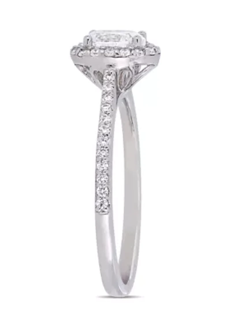 3/4 ct. t.w. Diamond Oval Halo Engagement Ring 14k White Gold