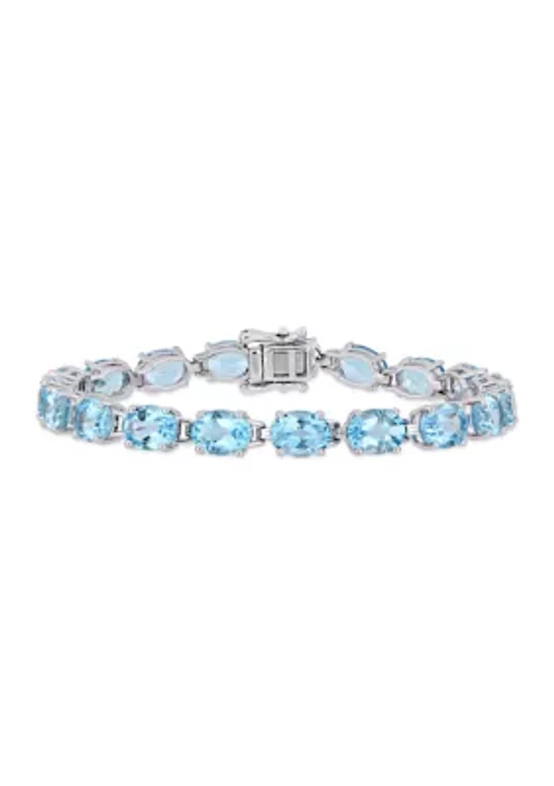 28.50 ct. t.g.w. Oval-Cut Sky-Blue Topaz Tennis Bracelet in Sterling Silver
