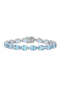 28.50 ct. t.g.w. Oval-Cut Sky-Blue Topaz Tennis Bracelet in Sterling Silver