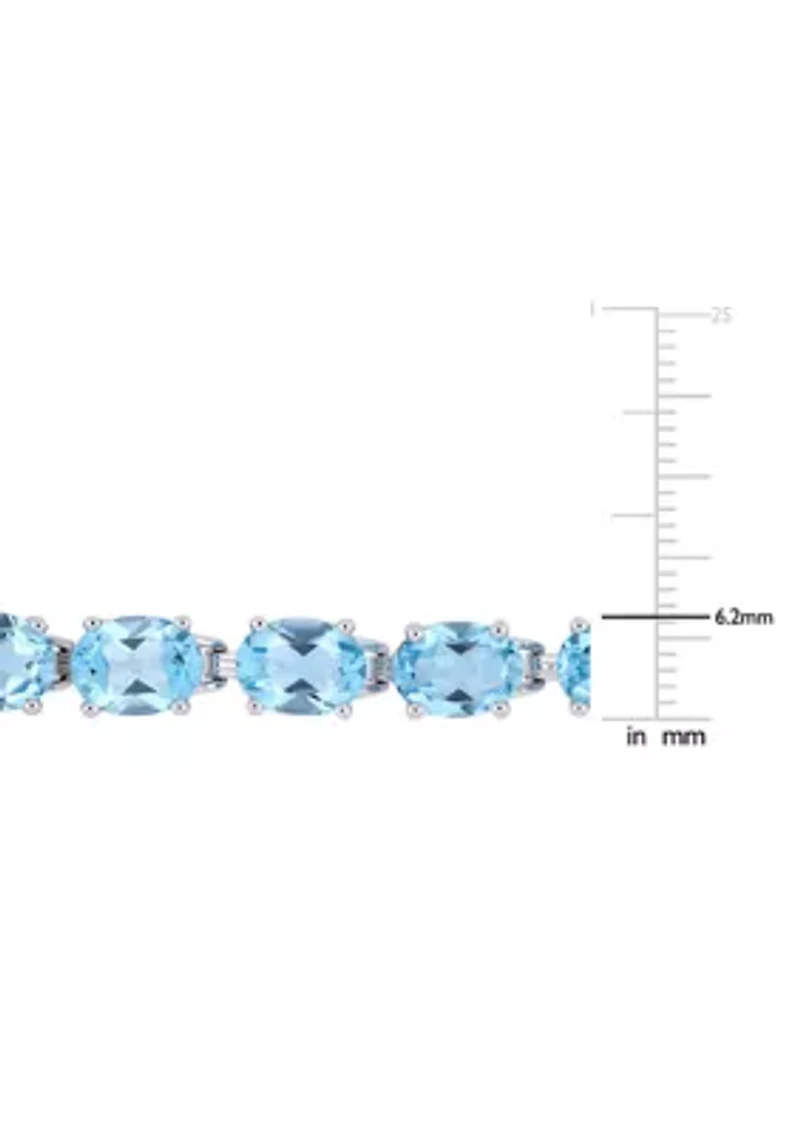 28.50 ct. t.g.w. Oval-Cut Sky-Blue Topaz Tennis Bracelet in Sterling Silver