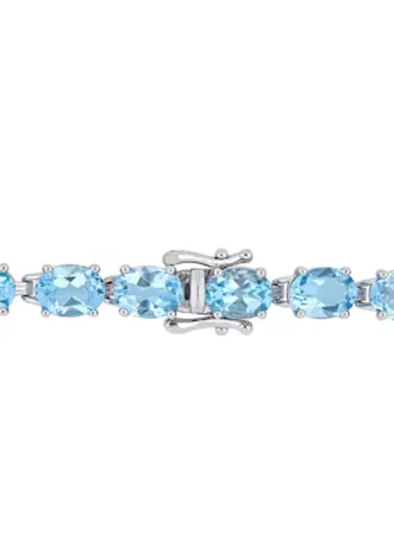 28.50 ct. t.g.w. Oval-Cut Sky-Blue Topaz Tennis Bracelet in Sterling Silver