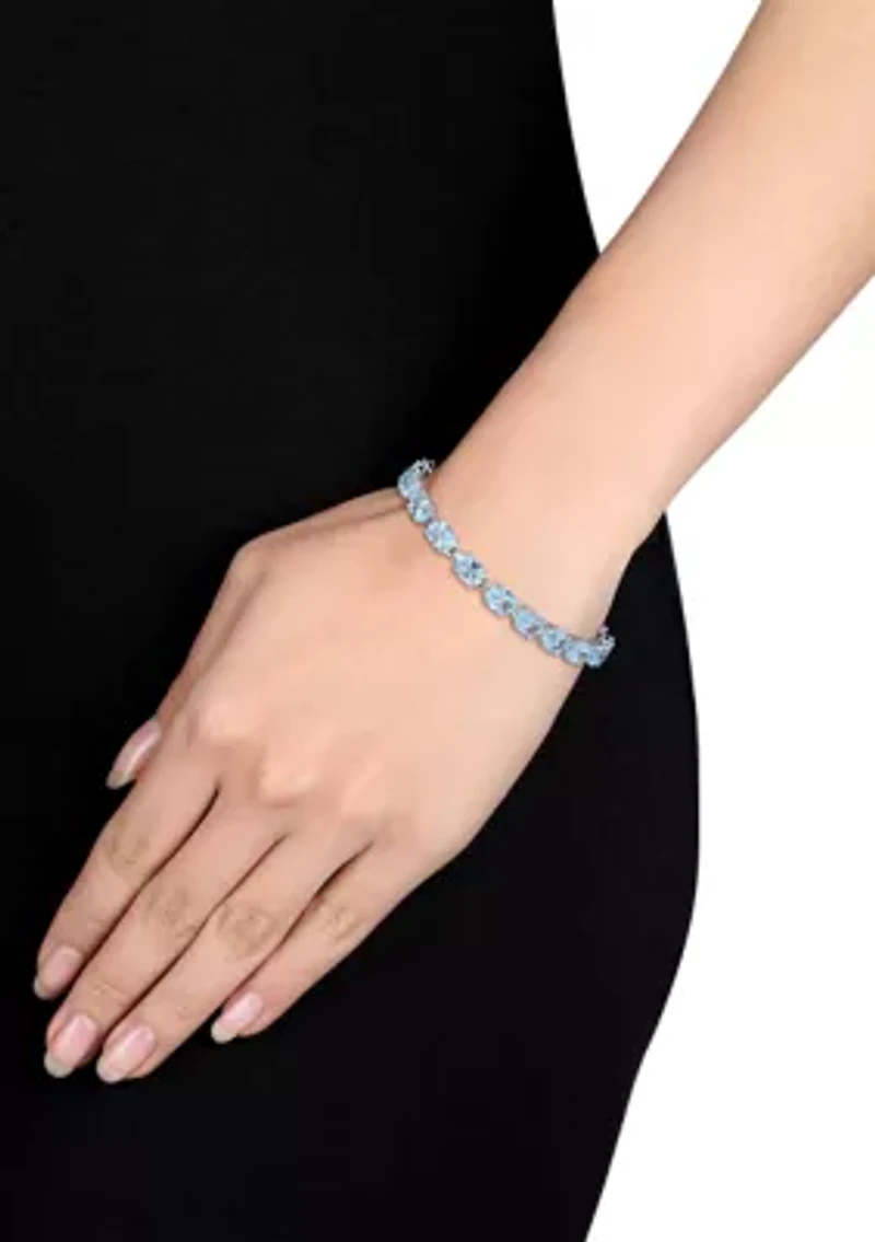 28.50 ct. t.g.w. Oval-Cut Sky-Blue Topaz Tennis Bracelet in Sterling Silver