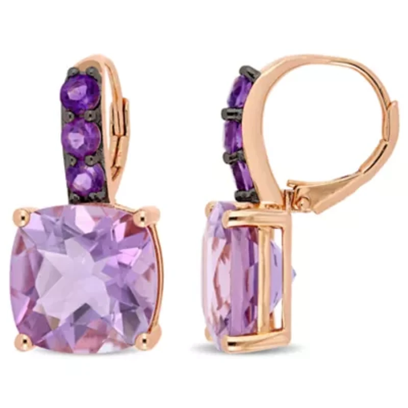 Rose de France & Amethyst-Africa Earrings in Rose Plated Sterling Silver