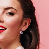 Rose de France & Amethyst-Africa Earrings in Rose Plated Sterling Silver