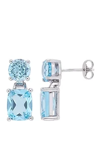 11.17 ct. t.w. Blue Topaz Dangle Earrings in Sterling Silver 