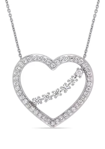 1 ct. t.w. Diamond Heart Necklace in 14k White Gold