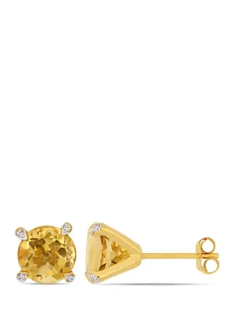 3.75 ct. t.w. Citrine and 1/10 ct. t.w. Diamond Accent Martini Stud Earrings in 10k Yellow Gold