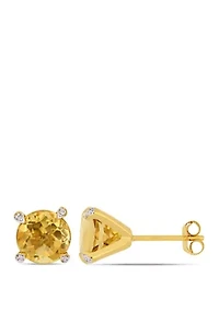 3.75 ct. t.w. Citrine and 1/10 ct. t.w. Diamond Accent Martini Stud Earrings in 10k Yellow Gold
