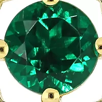 1 ct. t.w. Created Emerald and 0.07 ct. t.w. Diamond Floating Halo Square Stud Earrings in 10K Yellow Gold