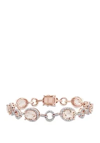 11.75 ct. t.w. Morganite and 1.5 ct. t.w. Diamond Halo Link Bracelet in 14k Rose Gold