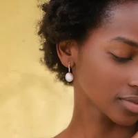Ethiopian Blue-Hued Opal and 1/4 CT TW Diamond Halo Earrings in 14K Rose Gold