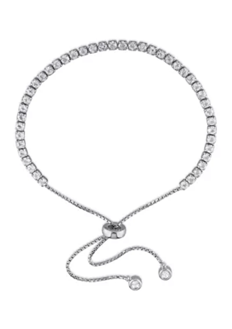 3.78 ct. t.g.w. White Topaz Tassel Bolo Bracelet in Sterling Silver