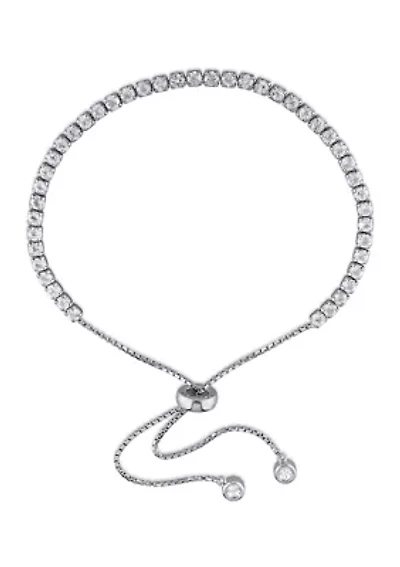3.78 ct. t.g.w. White Topaz Tassel Bolo Bracelet in Sterling Silver