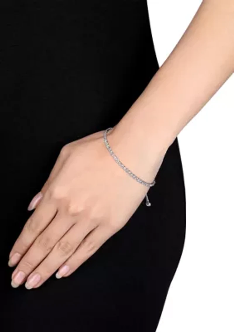 3.78 ct. t.g.w. White Topaz Tassel Bolo Bracelet in Sterling Silver