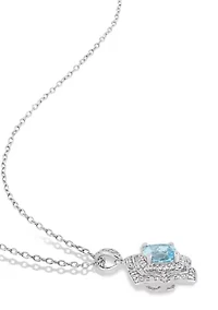 1.34 ct. t.g.w. Sky-Blue Topaz, White Topaz and 1/10 ct. t.w. Diamond Pendant with Chain in Sterling Silver
