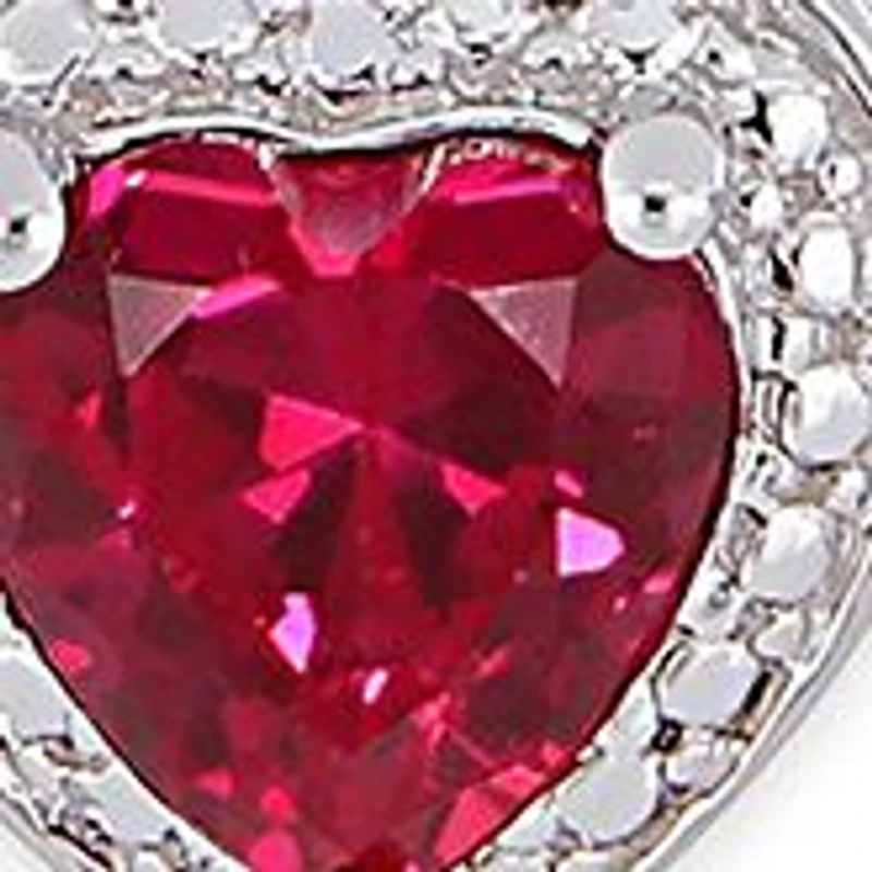 Lab Created 8.42 ct. t.g.w. Created Ruby and Created White Sapphire Stationed Triple Halo Heart Tennis Bracelet in Sterling Silver