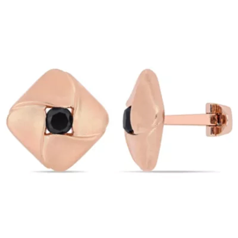 1.5 ct. t.w. Black Diamond Cufflink in Rose Plated Sterling Silver