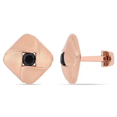 1.5 ct. t.w. Black Diamond Cufflink in Rose Plated Sterling Silver