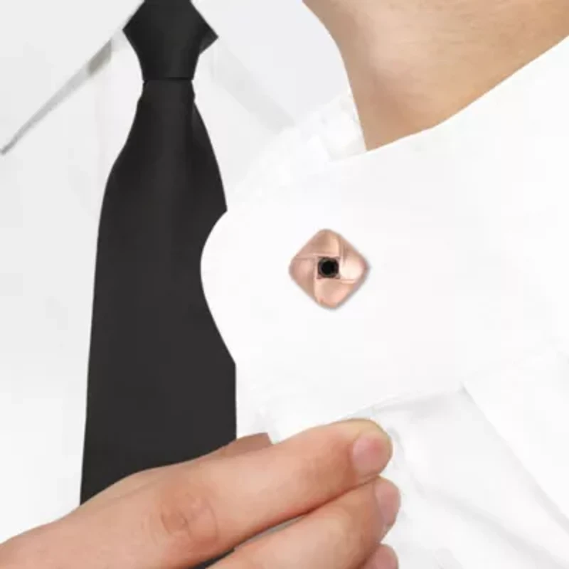 1.5 ct. t.w. Black Diamond Cufflink in Rose Plated Sterling Silver