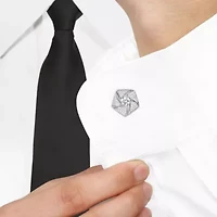 1/2 ct. t.w. Diamond and White Sapphire Cufflink in Sterling Silver