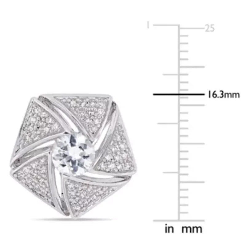 1/2 ct. t.w. Diamond and White Sapphire Cufflink in Sterling Silver