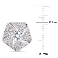 1/2 ct. t.w. Diamond and White Sapphire Cufflink in Sterling Silver