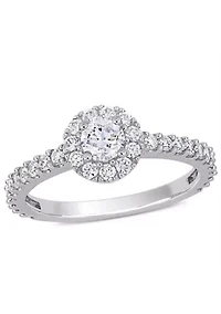 1 ct. t.w. Diamond Halo Engagement Ring 14k White Gold