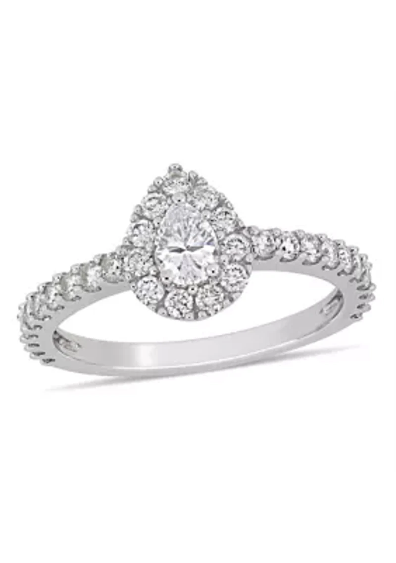 1 ct. t.w. Diamond Pear-Cut Halo Engagement Ring 14k White Gold