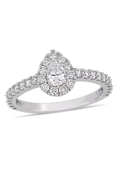 1 ct. t.w. Diamond Pear-Cut Halo Engagement Ring 14k White Gold