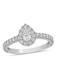 1 ct. t.w. Diamond Pear-Cut Halo Engagement Ring 14k White Gold