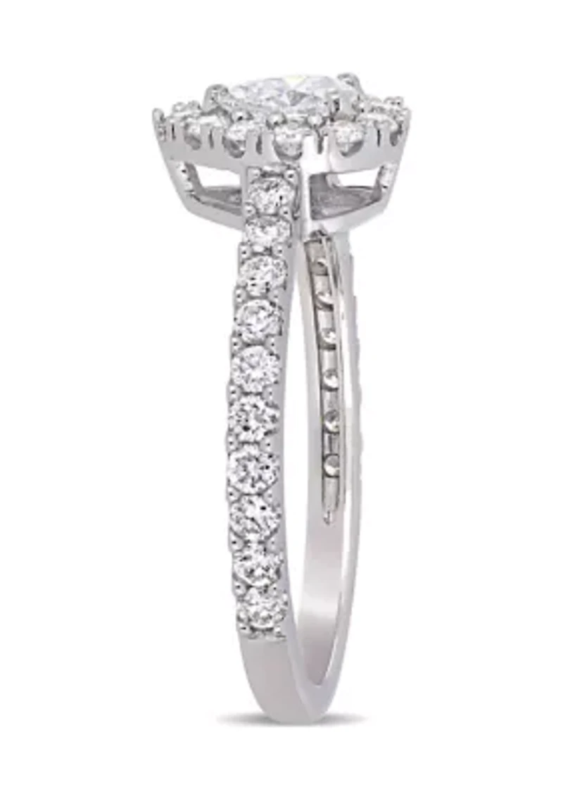 1 ct. t.w. Diamond Pear-Cut Halo Engagement Ring 14k White Gold