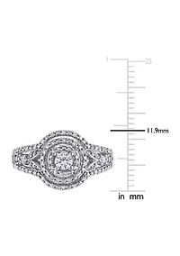 1/2 ct. t.w. Diamond Halo Cluster Engagement Ring 10k White Gold