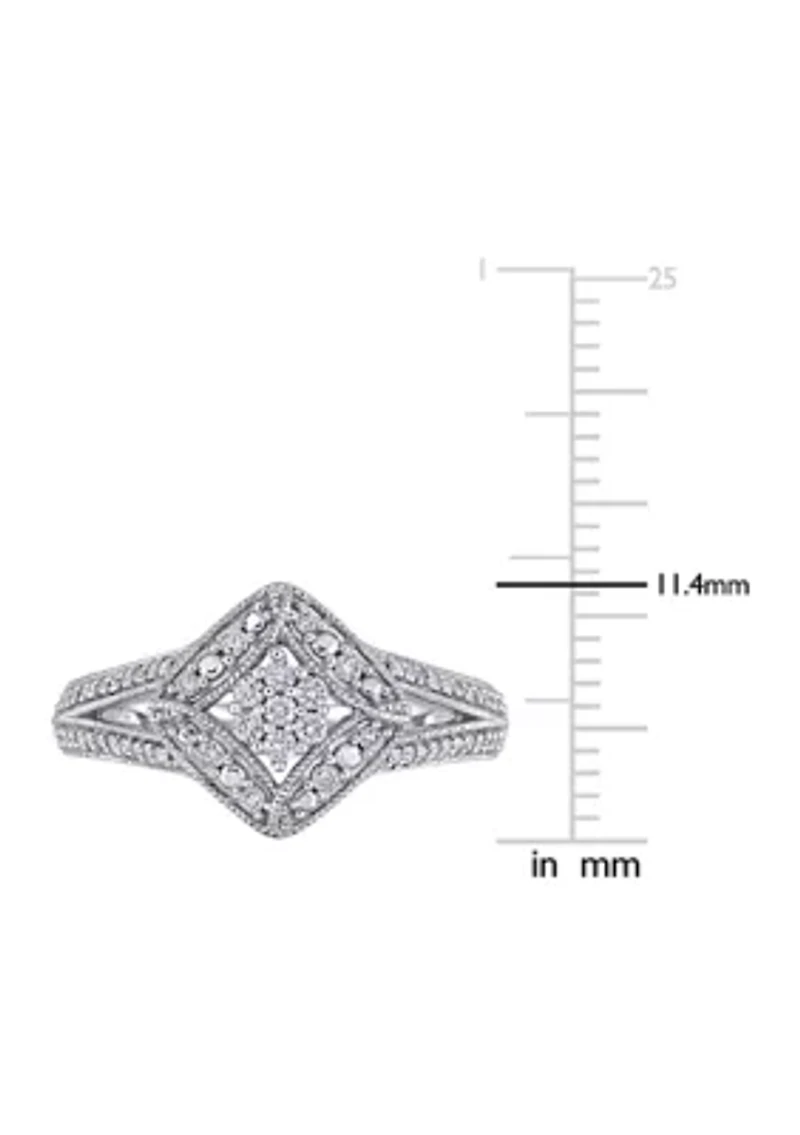 1/4 ct. t.w. Diamond Split Shank Floral Cluster Engagement Ring 10k White Gold
