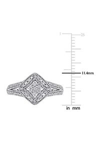 1/4 ct. t.w. Diamond Split Shank Floral Cluster Engagement Ring 10k White Gold