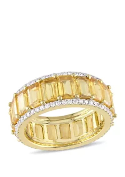 10.5 ct. t.w. Yellow Sapphire and 5/8 ct. t.w. Diamond Eternity Ring in 14k Yellow Gold