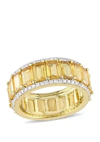 10.5 ct. t.w. Yellow Sapphire and 5/8 ct. t.w. Diamond Eternity Ring in 14k Yellow Gold