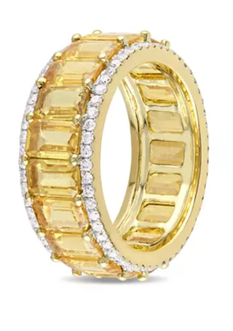 10.5 ct. t.w. Yellow Sapphire and 5/8 ct. t.w. Diamond Eternity Ring in 14k Yellow Gold