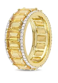 10.5 ct. t.w. Yellow Sapphire and 5/8 ct. t.w. Diamond Eternity Ring in 14k Yellow Gold