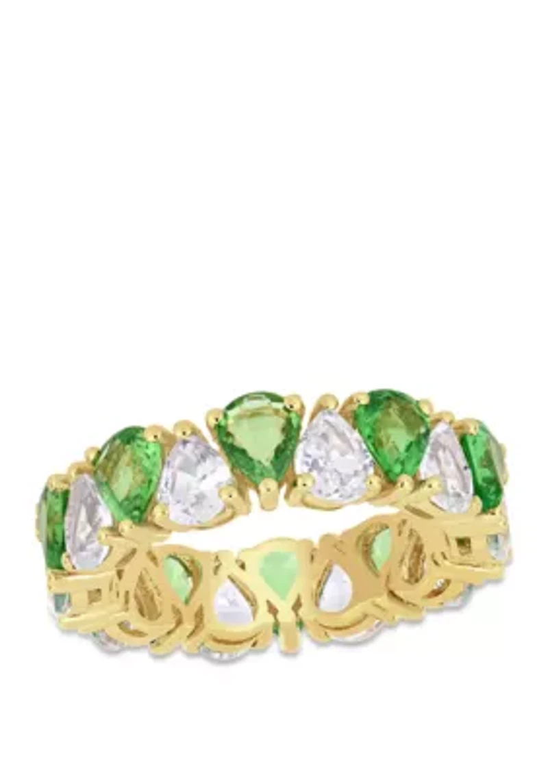 7.8 ct. t.w. Tsavorite and White Sapphire Eternity Ring in 14K Yellow Gold