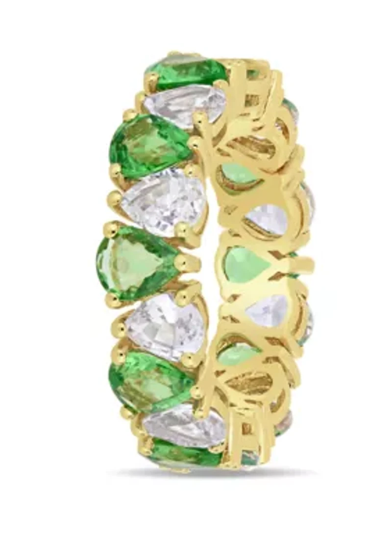 7.8 ct. t.w. Tsavorite and White Sapphire Eternity Ring in 14K Yellow Gold
