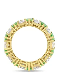 7.8 ct. t.w. Tsavorite and White Sapphire Eternity Ring in 14K Yellow Gold