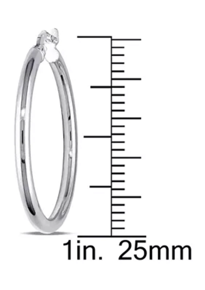 Rounded Hoop Earrings in 10K Polished White Gold