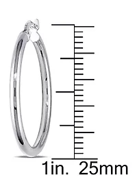 Rounded Hoop Earrings in 10K Polished White Gold