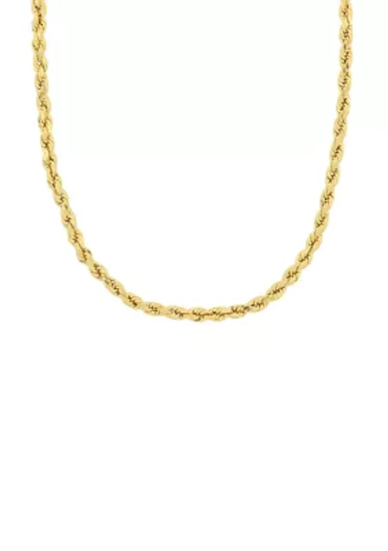 18 Inch Rope Chain Necklace in 10K Yellow Gold