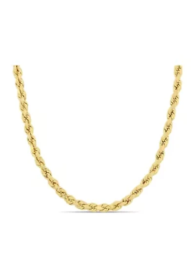 20 in x 4 mm Rope Chain Necklace in 10K Yellow Gold