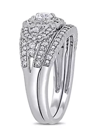 1/2 ct. t.w. Diamond Cluster Bridal Set 10k White Gold